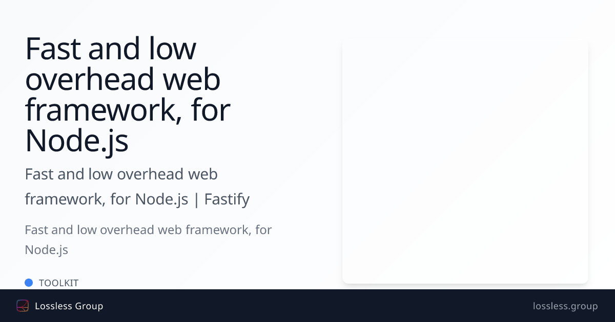 Fast and low overhead web framework, for Node.js | Fastify